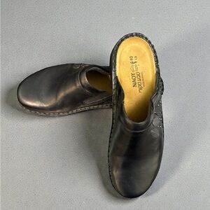 Naot Black Leather Slip-On Shoes